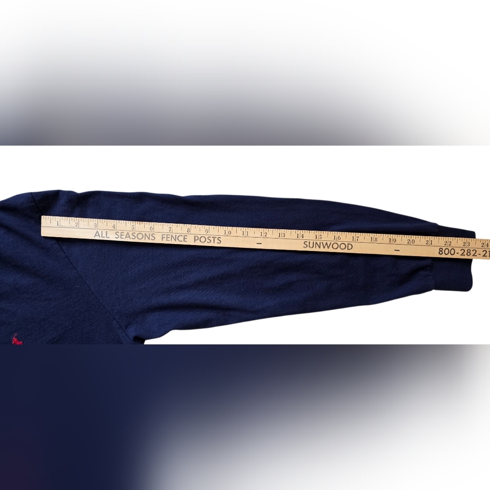 Polo Ralph Lauren Large Navy Blue Long Sleeve Luxury Tee Shirt With Red Logo - Picture 7 of 7